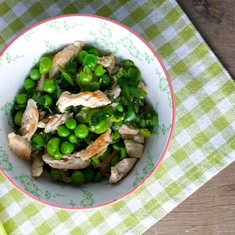 Chicken & Broad Beans Recipe with Peas & Basil