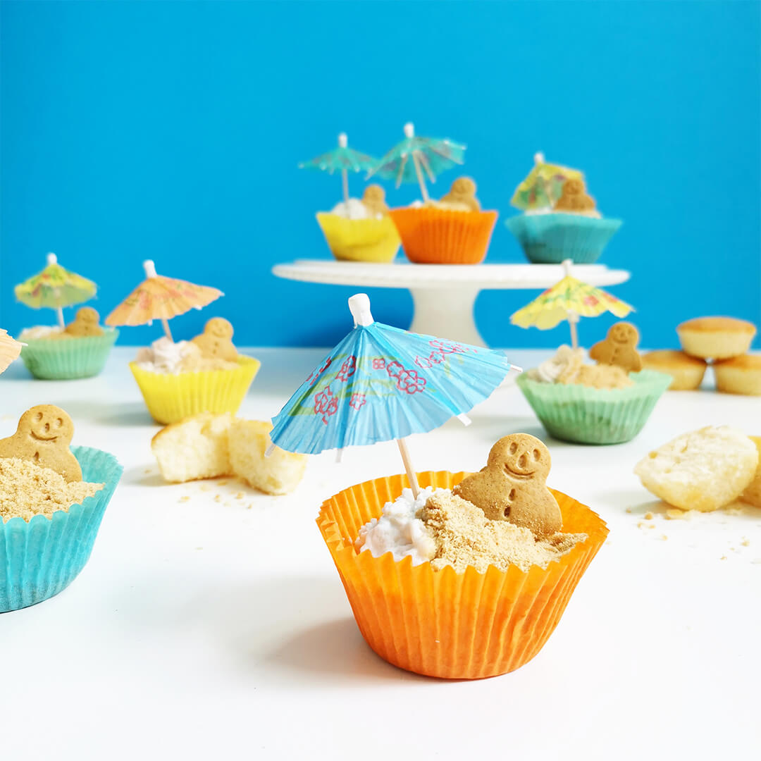 Gingerbread cupcakes decorated with mini gingerbread men