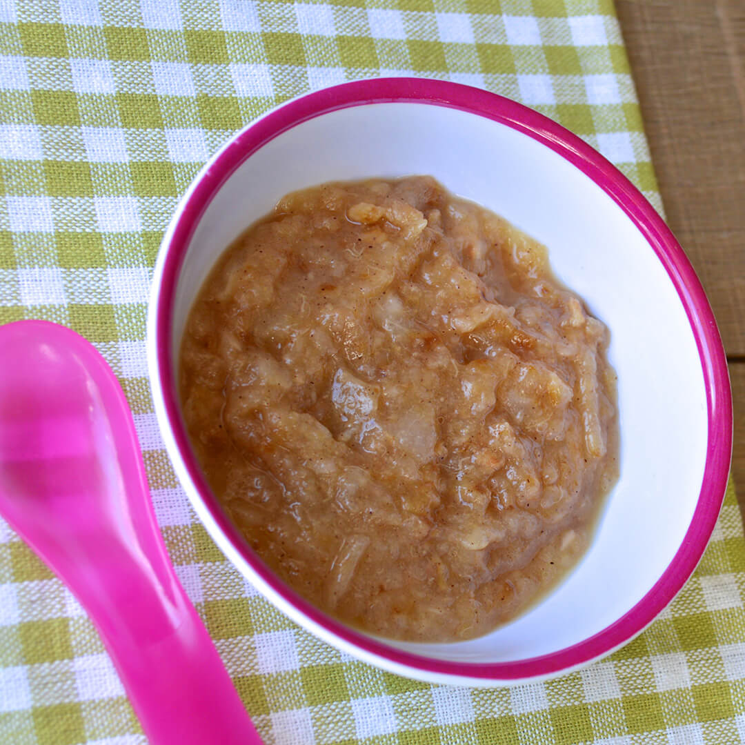 Spiced pear puree in a small bowl