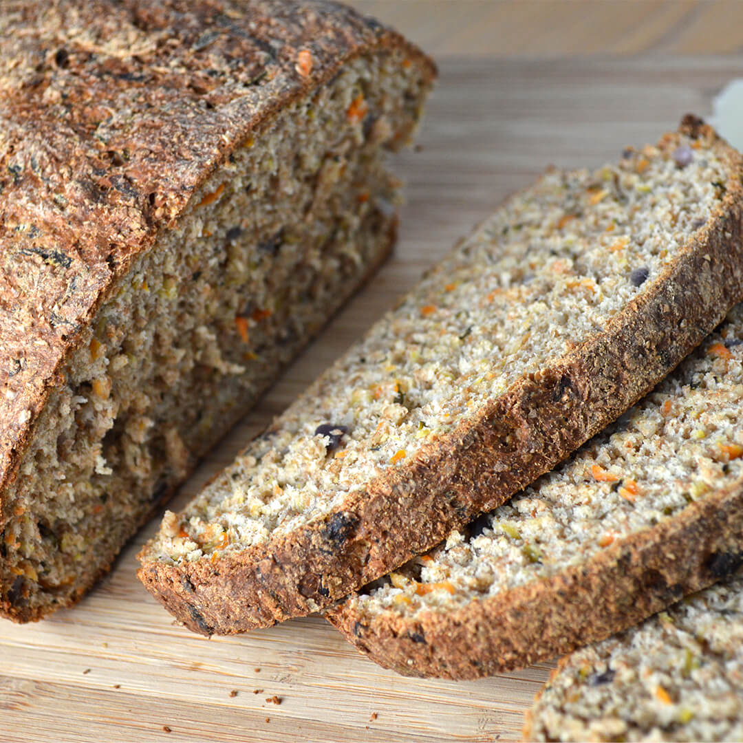 A sliced loaf of Vegetable Bread