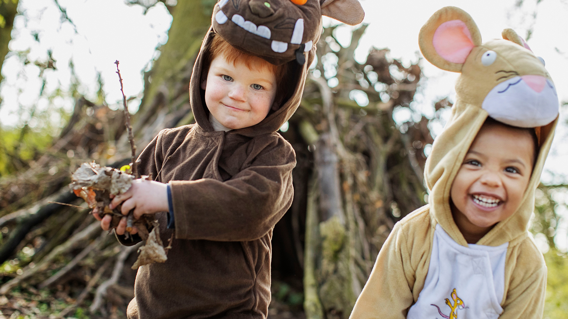 Two children playing outdoors