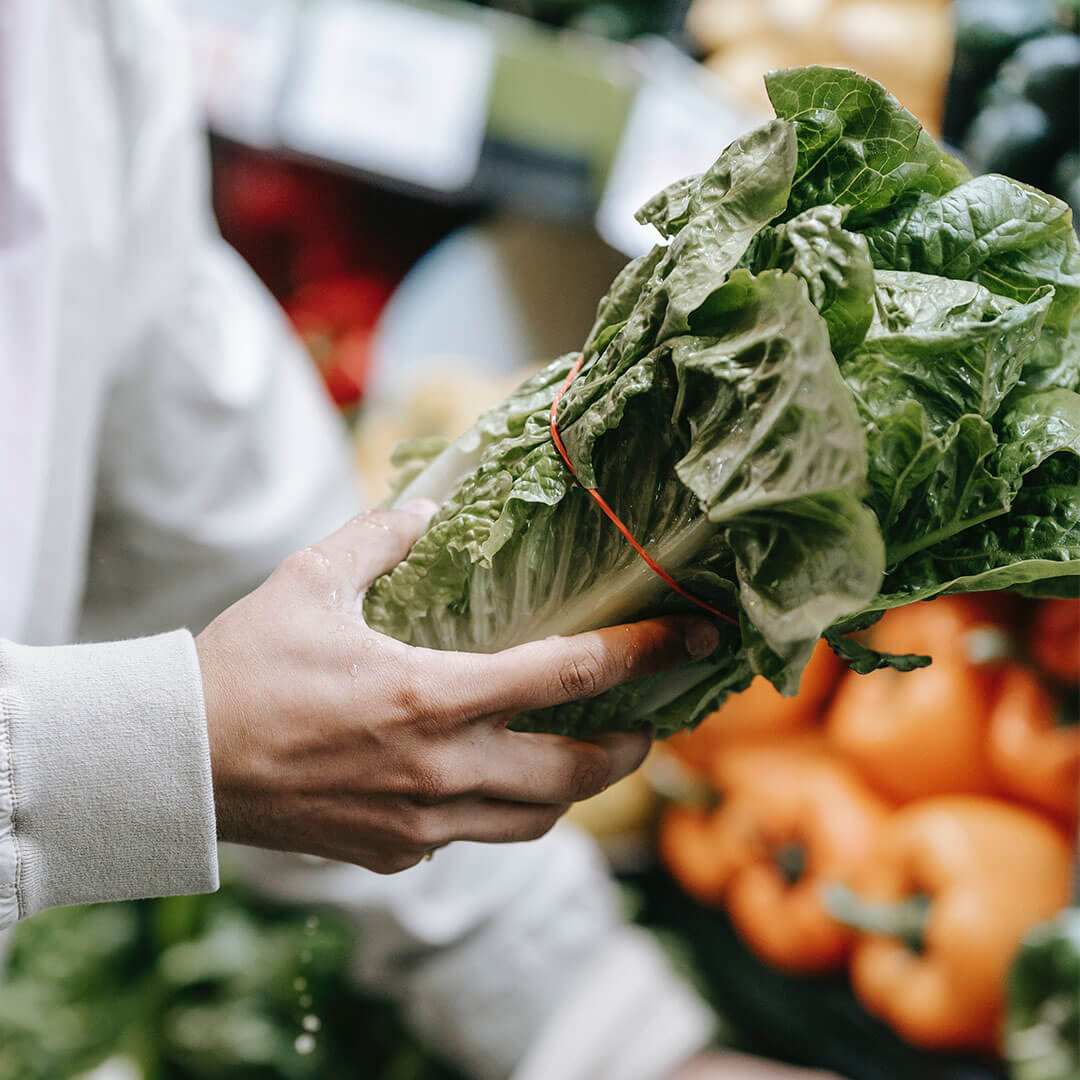 A hand holding some leafy greens