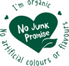 green heart with the words no junk promise written inside