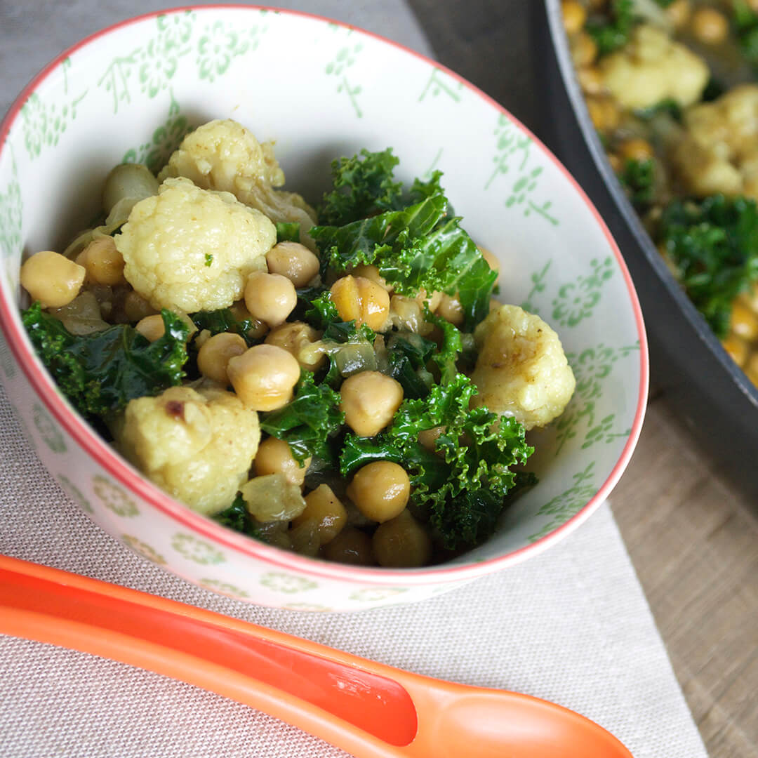 A bowl of Cauliflower, Chickpea & Kale Baby Curry