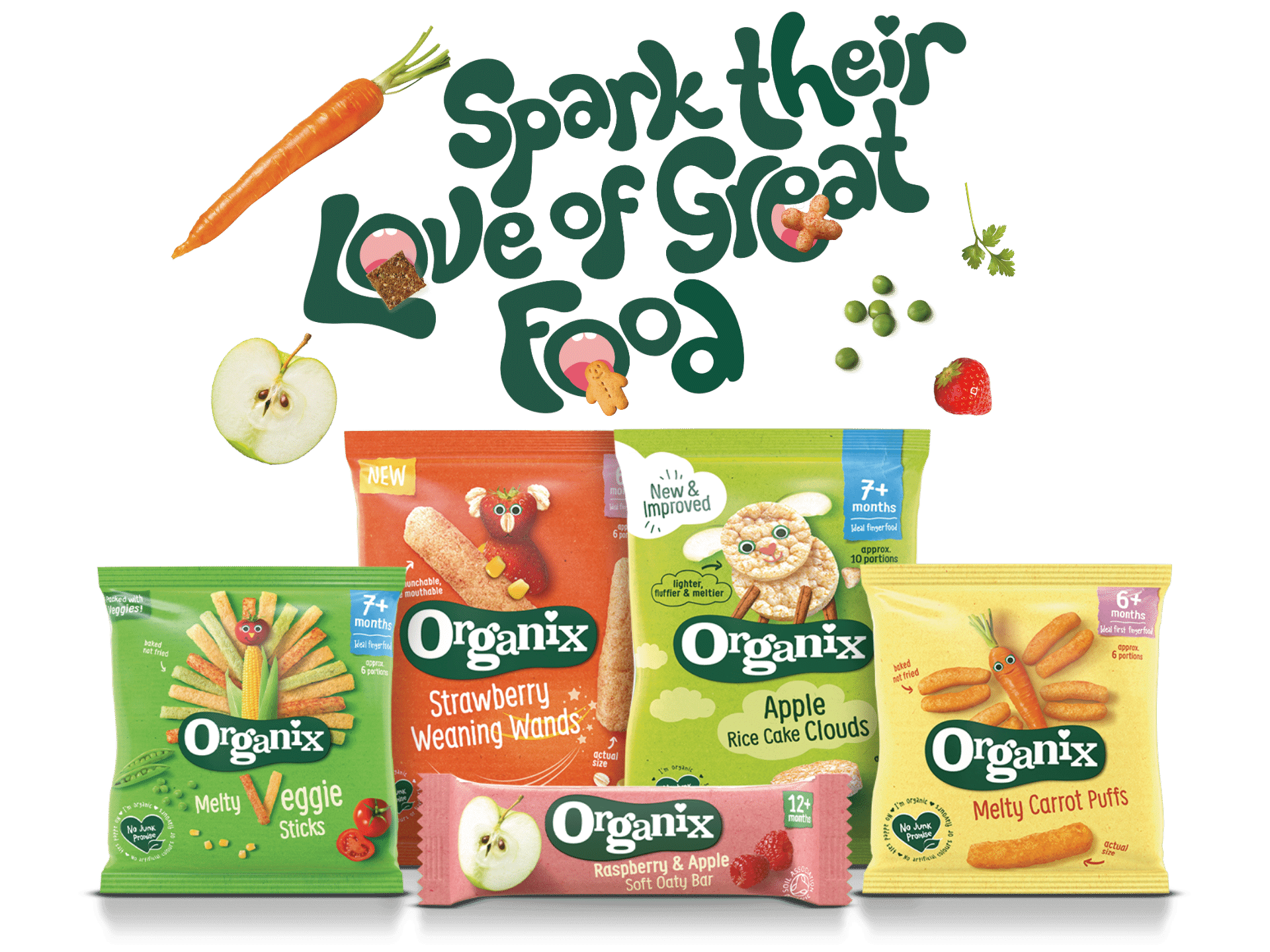 Organix range of finger foods for baby and snacks for toddlers