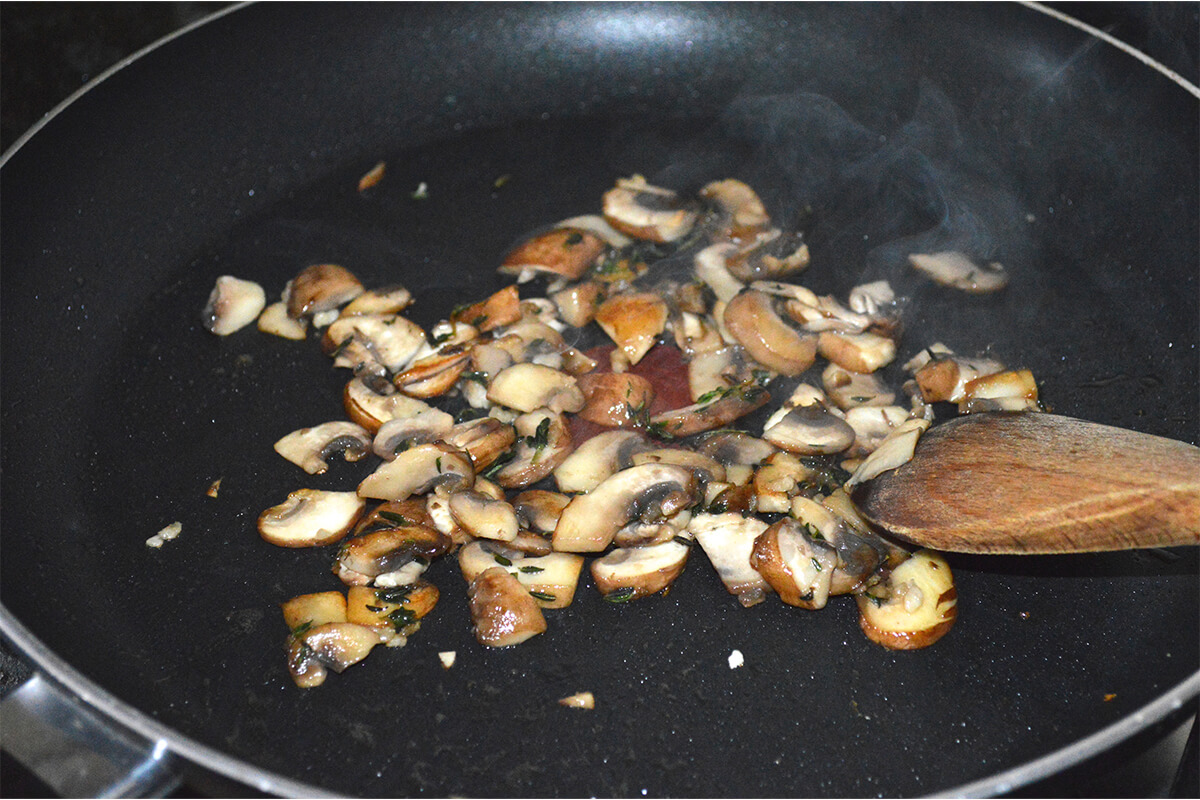 Mushroom being fried