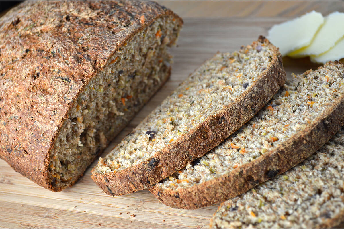 A sliced loaf of Vegetable Bread