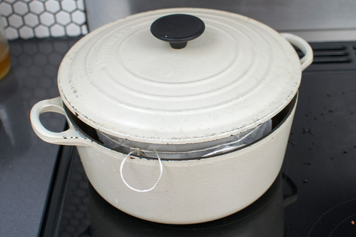 A covered saucepan