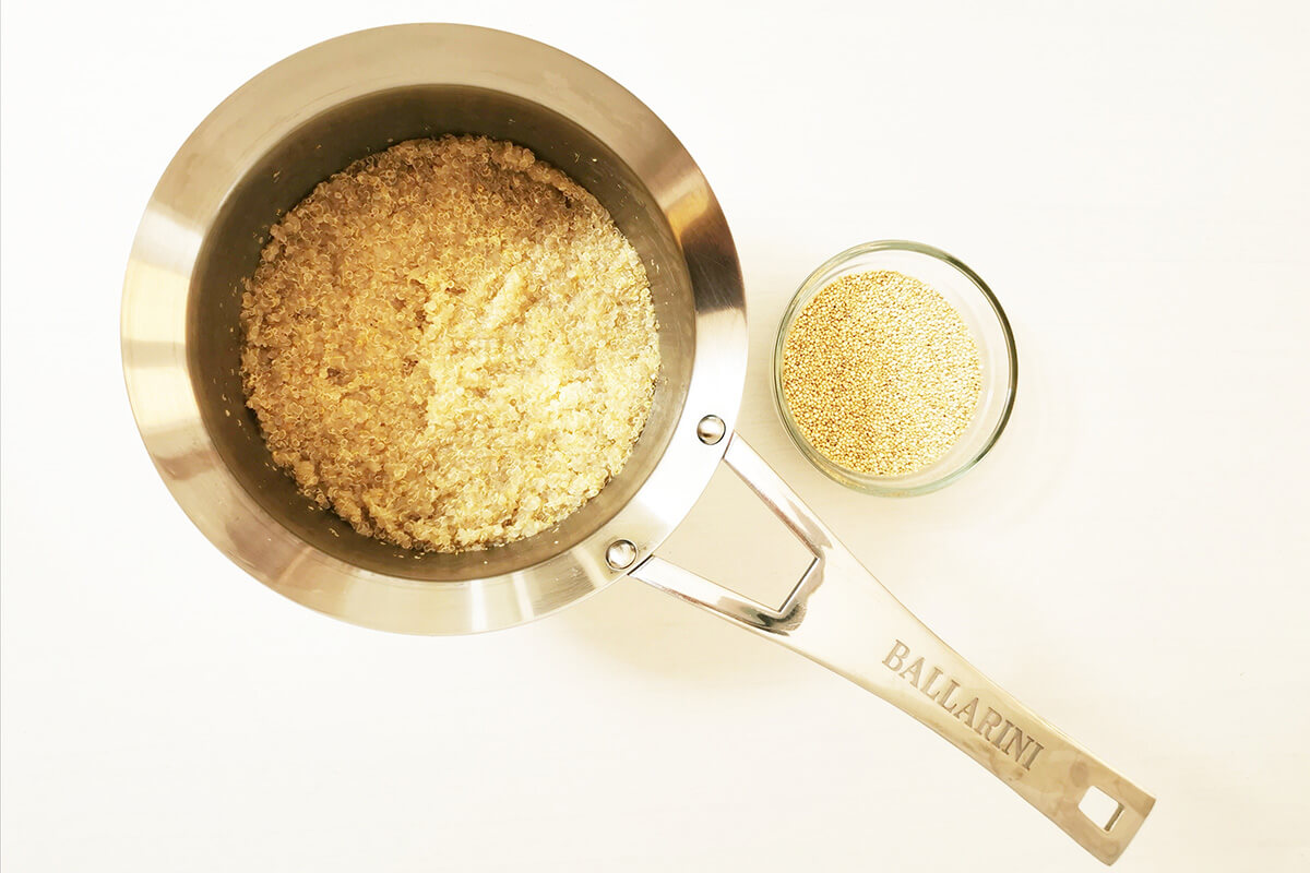 A saucepan of quinoa