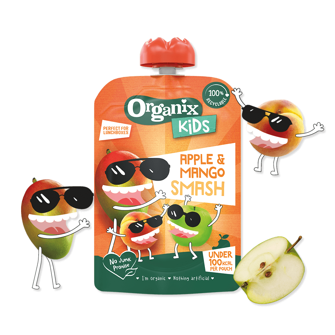 Product image showing the packaging of the Organix apple & mango smash pouch
